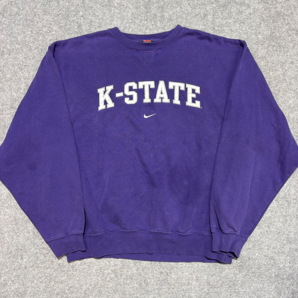 Vintage Nike Team K-State Sweatshirt Mens Large Purple Kansas State Wildcats L